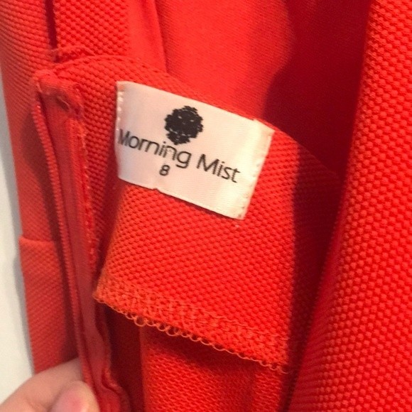 Plunging Coral Red Midi Dress - Picture 6 of 6